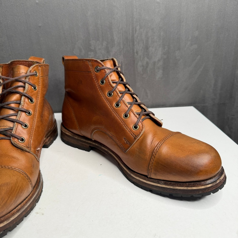Men's Tan Leather Lace-Up Boots - Picture 5 of 13
